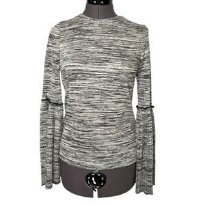 HeartSoul Gray and White Fitted Long Sleeve Blouse